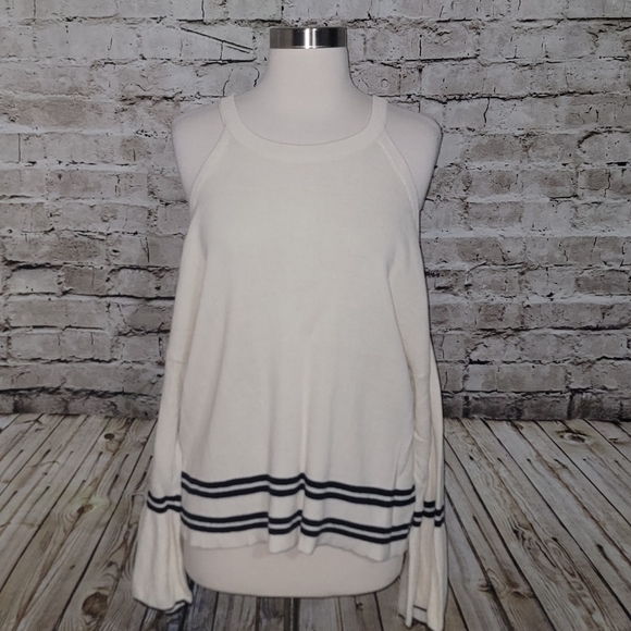 Anthropologie Knitted&Knotted Sweater Size M Cream/Blue - Picture 2 of 11